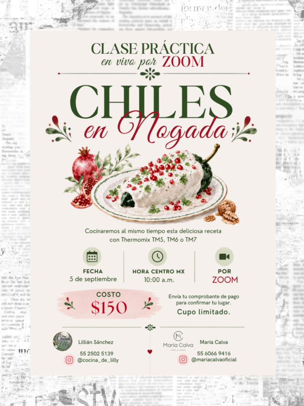 Clase chiles en nogada con thermomix
